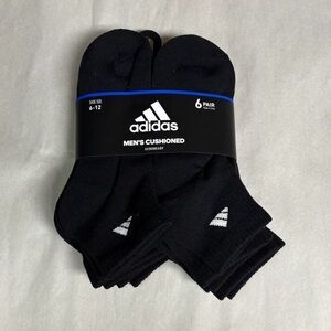 New Adidas Socks Men’s 6 Pair Black Cushioned Aeroready Quarter Casual Athletic